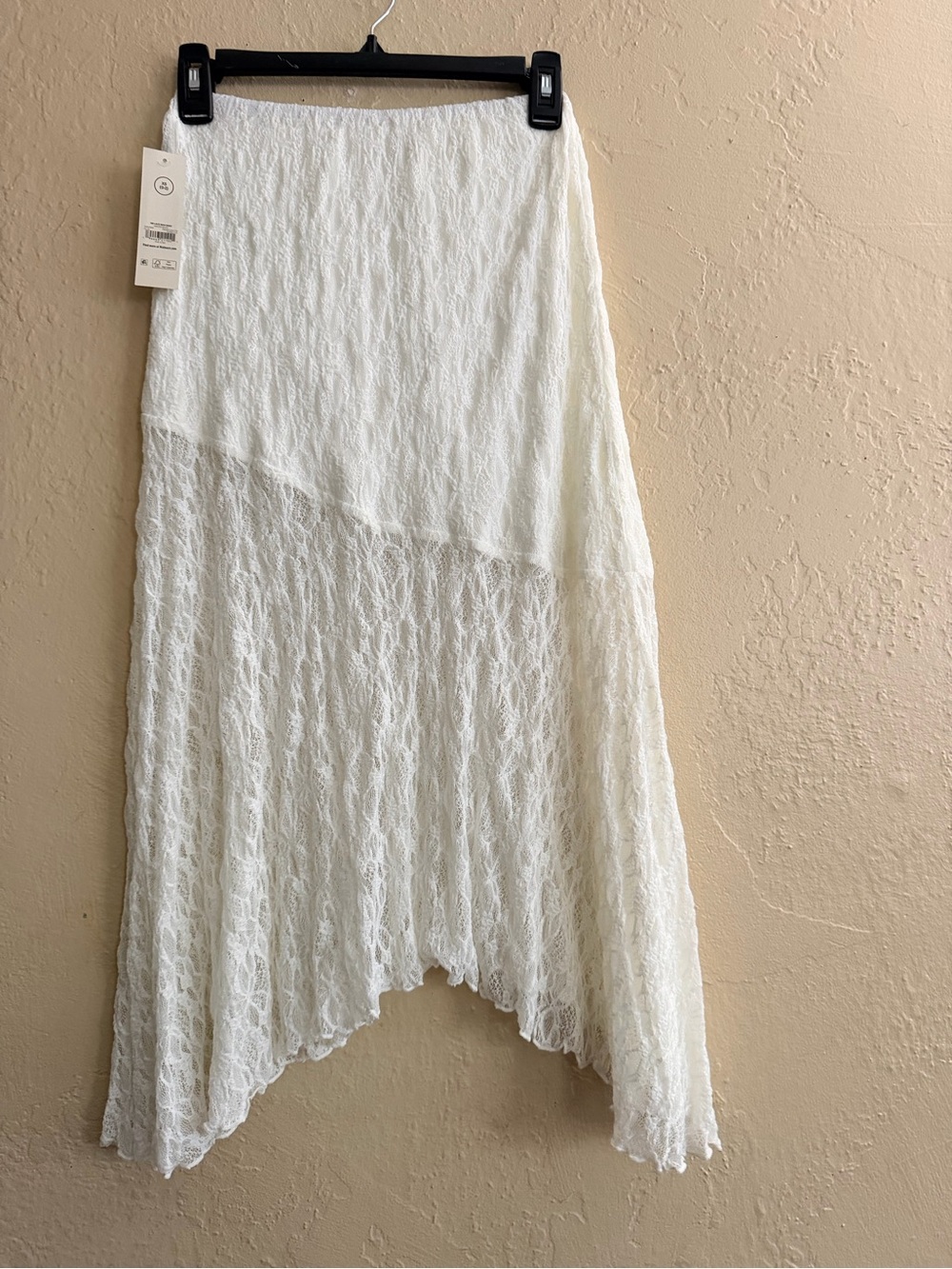 Women's White Lace Asymmetric Skirt - Picture 2 of 3